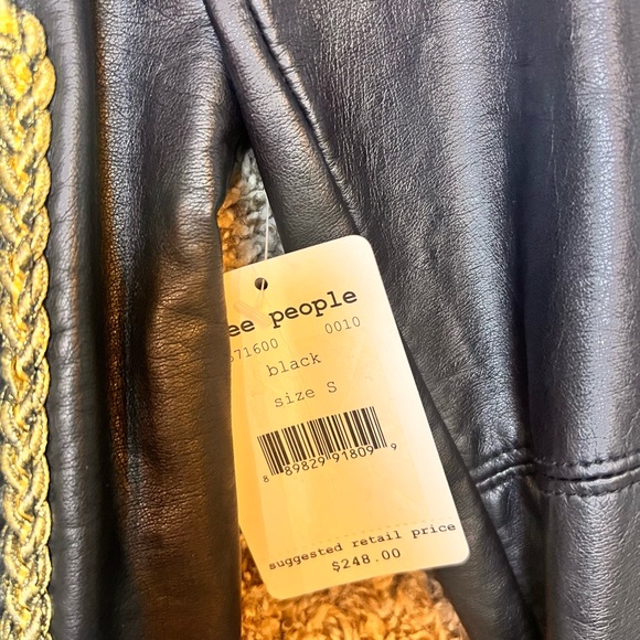 Free People Bang Bang Vegan Leather Embroided Jacket Size Small - New With Tag - Picture 3 of 16